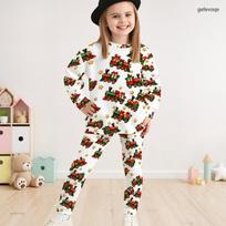Girls White Round Neck Long Sleeve Christmas Print Top And Pants Set 150