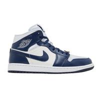 Jordan 1 Mid Football Grey White Midnight Navy (Women's) Sneakers 37.5 white