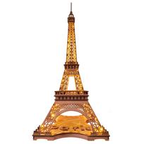 ROBOTIME 3D Wooden Eiffel Tower Puzzle with LED Lights Large DIY Christmas and Birthday Gift for Kids and Adults with - Toy, (TGL01 - Lights) brown