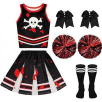Kids Halloween Party Pirate Cheerleading Dress Girls Performance Costume 100-160cm 110cm black