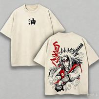 Vintage Naruto Jiraiya T-Shirt Oil Kanji Japanese Anime Graphic Tee XL white