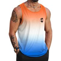 Tropical Palm Tree Pattern Tank Top Men 3d Printing Sleeveless T Shirt Summer M orange