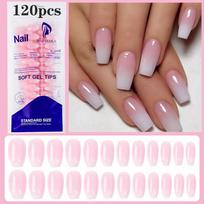 120pcs/bag Chrome Pearlescent French Press On Nails Medium Almond Moonlight False Nails Full Cover Acrylic Nails Tips Decora DE3 gray