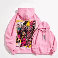 Cyberpunk Edgerunners Graphic Hoodies Autumn Winter Men Manga Vintage Oversized Unisex Streetwear Trendy Sports Graphic Y2k Short Sleeves Classic XL pink
