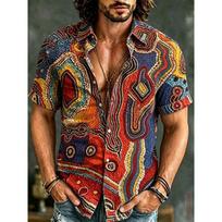 Men's Short Sleeved Shirt, Sun Dragonfly Flower Printed Top, Versatile for Daily Travel and Vacation, Fashionable Casual Shirt 6XL black