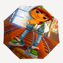 Subway Surfers Theme Automatic Umbrella, Lightweight & Portable, 8 Rib, Perfect for Outdoor Travel, Birthdays, Christmas, Gifts. Three-fold umbrella gray