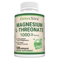 DetoxXtra Magnesium L-Threonate Supplement, 1000mg Per Serving, Bioavailable Magnesium, 120 Capsules 120 Capsules