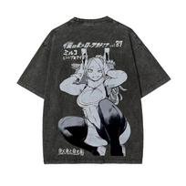Mirko T Shirt My Hero Academia Men Acid Wash Anime Manga Vol  Cover Graphic Cotton Streetwear Rabbit Hero Vintage Tee Top S gray