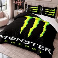 Monster Energy 3Pcs Bedding Set Duvet Cover With Two Pillowcases For Bedroom Home Decoration 135cmx200cm yellow