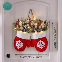Twinkling Christmas Glove Wreath With Lights brown