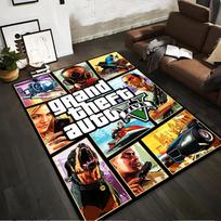 Grand Theft Auto V Game Poster Themed Rug - Non-slip rug suitable for living room and bedroom sofas. 150x220cm(59x86in)