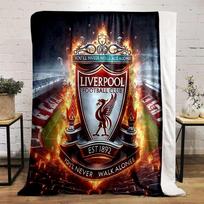 Liverpool futbolo klubo liepsnojantis logotipas Šilta antklodė - Flanelinė antklodė miegamajam, svetainei, sofai ir trumpam poilsiui 100x150cm(39*59in)