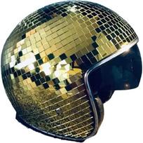 Premium Glitter Disco Helmet Stunning Light Effects Mirror Surface Helmet  Stage Performances auksas