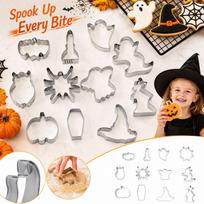 Cutters for Halloween, Stainless 12 Piece Set, Pumpkin Shapes, Baking Supplies One Size sidabras