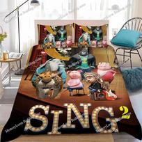 Classic Cartoon S-Sing 2 Duvet Cover Set Home Style Bedding Soft Laundry Cotton Bed Student Dormitory Gift Home Textileextile963 AU Single 140x210cm