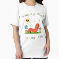 Wake up it's time to sin, funny worm meme Essential T-Shirt S white