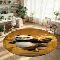 Kung Fu Panda Printed Round Crystal Velvet Rug Soft Non Slip Floor Carpet For Bedroom Holiday Gift 80cmx80cm