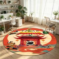 Kung Fu Panda Printed Round Crystal Velvet Rug Soft Non Slip Floor Carpet For Bedroom Holiday Gift 120cmx120cm