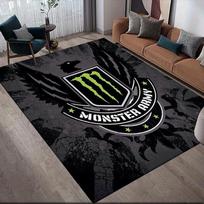 Monster Energy Flannel Pattern Square Carpet,Area Rug,Carpet Rug for Living Room Bedroom Sofa Playroom Decor,Non-slip Floor Mat 40x60cm( 15x23in ) black