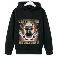 Kids Long Sleeve Hoodie Viral Italian Brainrot Meme Mixed Creature Graphic Pullover Sweatshirt Autumn Winter Casual Sport Daily Wear Tops 120 violetinė