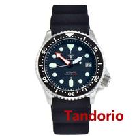 Tandorio 41mm NH35A Automatic Mens Diver Watches 200M Waterproof Sapphire Glass Date Luminous Hands Rubber Strap Rotating Bezel NH35 Movement gray