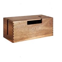 Cable Management Box Wooden Wood Sturdy for Nightstand beige