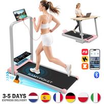 RAMYPOKET Walking Pad Foldable With Incline 9% , 2.5HP 1-10km/h Walking Pad With APP&LED, Max 150kg Treadmill For Home & Office rožinė
