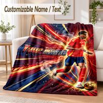 Custom Text Flannel Blanket Lamine Yamal Print Warm Cozy Blanket Home Sofa Bedding 100cmx150cm