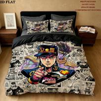Jojos Bizarre Adventure Pattern Bedding Quilt Set Quilt Cover Pillowcase Home Birthday Gift(1 * duvet cover + 2 * pillowcase, without core) 140x200cm