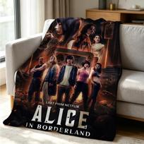 Alice In Borderland Blanket Soft Cozy Throw for Sofa Bed Festive Holiday Decor Gift for Kids and Adults,Lightweight and Warm 75X95CM black