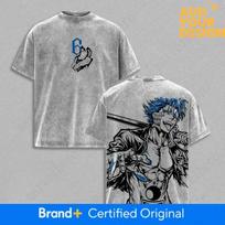 Anime BLEACH Grimmjow Jaegerjaques Printed Tee Men Women Cotton Tshirts Vintage Washed T Shirt Harajuku Unisex Oversized T Shirt M gray