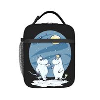 MOOMINS Midwinter Insulated Lunch Bag Thermal Bag Reusable,Meal Container  Portable Tote Lunch Box Men Women Work  Outdoor One Size gray