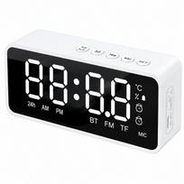 TF Card FM Radio 5.0 Bluetooth Bluetooth Speaker Modern Mirror Surface Alarm Clock  for Living Room balta