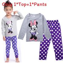 Mickey Minnie Mouse Girls Pajama Set With Cotton Fabric And Warmth For Sleepwear Comfort 120cm violetinė