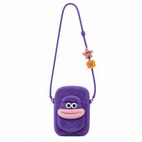 Funny cartoon big mouth doll bag plush crossbody small phone bag One Size smėlis