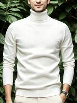 Men's Slim Fit Turtleneck Sweater with Long Sleeves - Classic Ribbed Knit Pullover Top for Fall and Winter Layering, Daily and Work Wear. XL