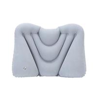 Plush Fabric Inflatable Booster Seat Foldable Travel Press Leg Stool Portable Foot Rest  Home Use Style A gray