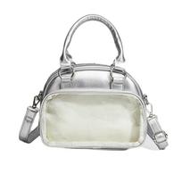 Ita Bag Mini Boston Shoulder Tote Bag for Plushies and Plushie Pouches Perfect for Hiding Your Fandom Items [Harujio] (Small Bag) - 2-way - (Silver) white