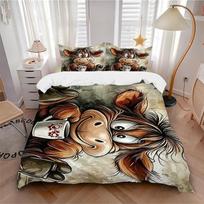 3Pcs Monkey Coffee Cup Bedding Set Quilt Cover Pillowcase Home Christmas Xmas Halloween Gift 1 Duvet Cover 2 Pillowcase Em92850 135cmx200cm black
