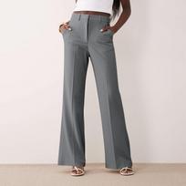 Women's High Waisted Slight Flare Dress Pants, Elegant Flattering Suit Trousers for Work M gray