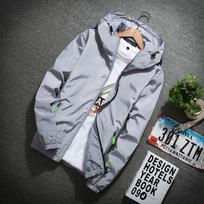 2024 Reflective Couple's Windbreaker Jacket with Hood - Trendy Unisex Plus Size Sportswear for Spring and Autumn 4XL pilka