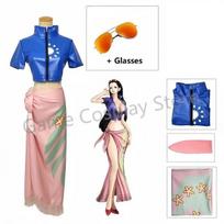 Nico Robin Cosplay Kostiumas Suknelė Apranga Anime Kostiumas Akiniai Perukas Kostiumas Kostiumai Mergaitei Helovinas Karnavalo Šventė Komiksų Konvencija S&ONE PIECE blue