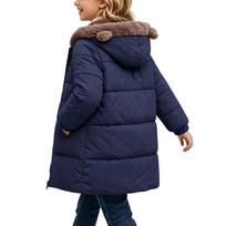 Kids' Fashion Cute Color Over-the-Knee Long Padded Winter Coat for Boys and Girls 110 tamsiai mėlyna
