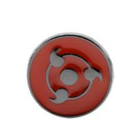 Anime Naruto Brooch: Red Cloud Sharingan, Gaara Gourd, and Leaf Kunai Alloy Badge gray