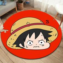 One Piece Monkey D Luffy Round Area Rug Carpet Rug For Living Room Bedroom Sofa Playroom Decor Nonslip Floor Mat 80cmx80cm black