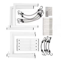 4 Racks Trailer Ladder Rack Side Mount Enclosed Trailer Ladder Rack with Buffle and D Hook for Side Wall white