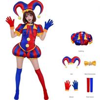 The Amazing Digital Circus Pomni Cosplay Costumes Clown Uniform Adult Role Play Halloween Carnival Party Outfit L blue