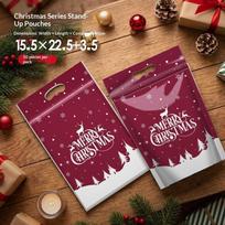 50Pcs Resealable Christmas Resealable Bags Christmas Plastic Sealing Bags With Handles For Xmas Holiday Party Candy A3