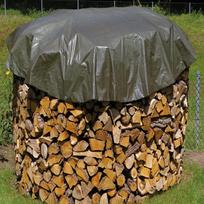 Round protective tarpaulin for wood, olive, diameter