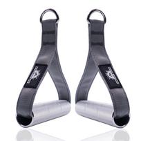1Pair Metal Gym Handles Resistance Bands Exercise Cable Machine Home Fitness Equipment Double Webbing Non-slip Grip pilka spalva